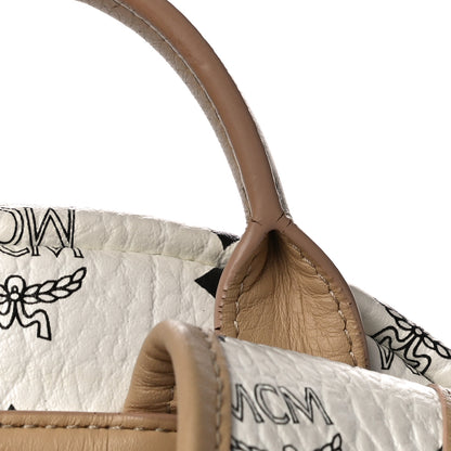 MCM Metallic Visetos Striped Medium Stark Backpack White Beige 16 of 16