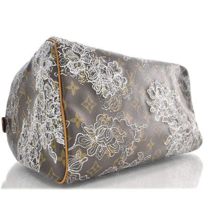 Louis Vuitton Monogram Dentelle Speedy 30 Silver 6 of 9