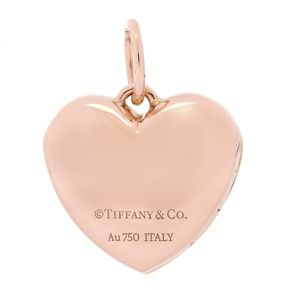 Tiffany 18K Rose Gold Diamond Heart Locket Pendant 3 of 4
