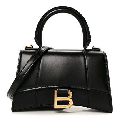 Balenciaga Shiny Box Calfskin Hourglass Top Handle Bag XS Black 1 of 10
