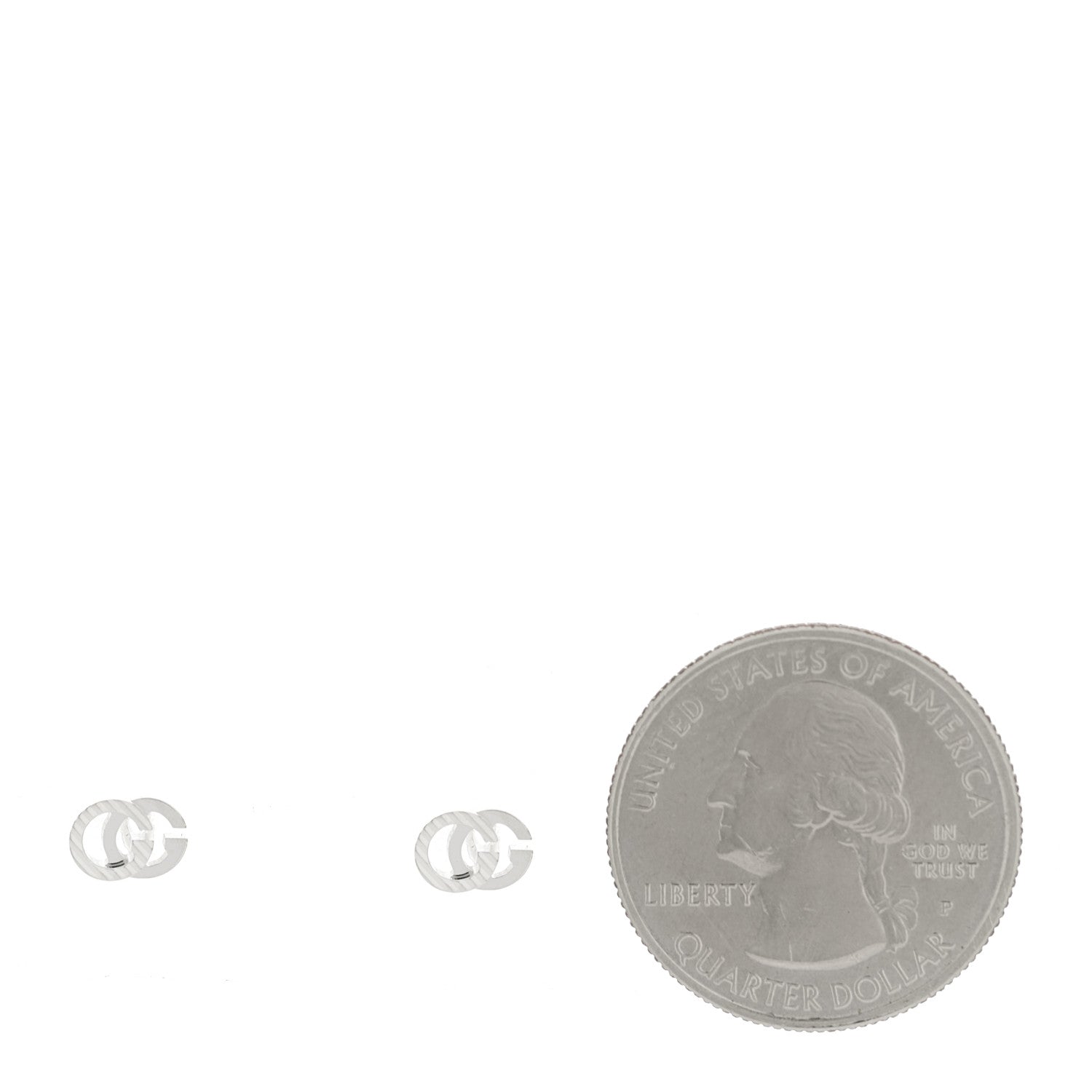 Gucci 18K White Gold Mini Running GG Stud Earrings 2 of 4