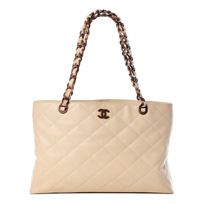 Chanel Caviar Quilted Bekko Shopper Tote Beige 1 of 15