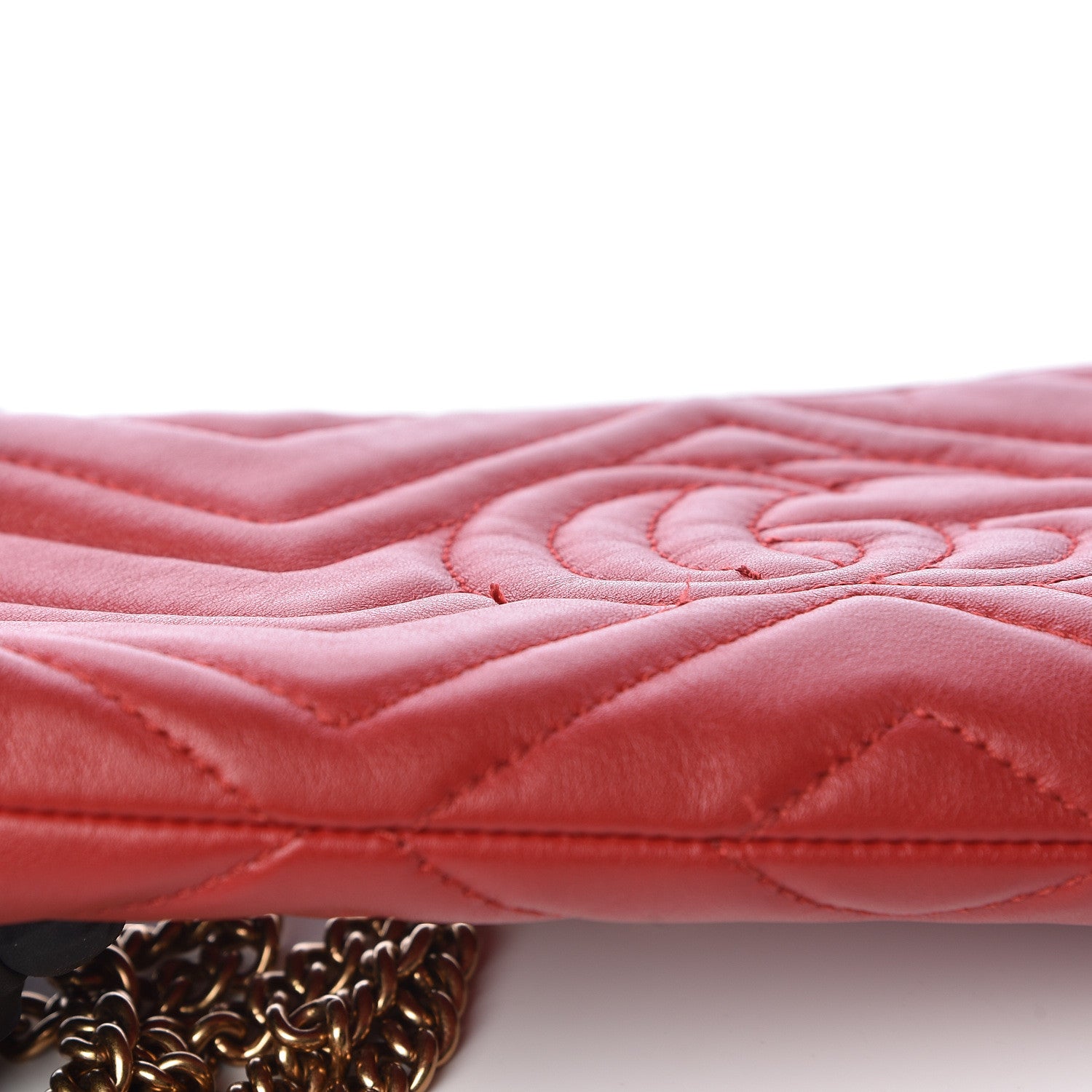 Gucci Calfskin Matelasse Mini GG Marmont Chain Bag Hibiscus Red 9 of 14