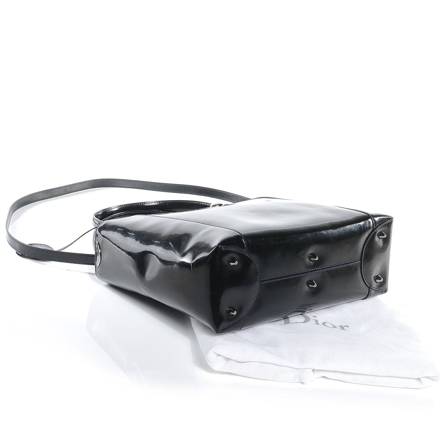 Christian Dior Patent Chrome Beaded Malice Tote Black 4 of 7