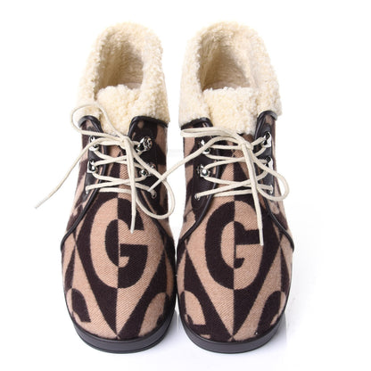 Gucci Wool Faux Shearling G Rhombus Womens Victor Ankle Boots 38 Beige Cocoa 5 of 10