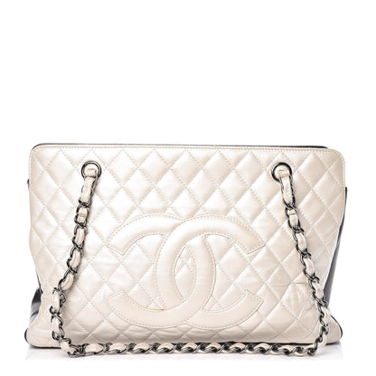 Chanel Metallic Lambskin Quilted Mademoiselle Tote Pearl 1 of 13