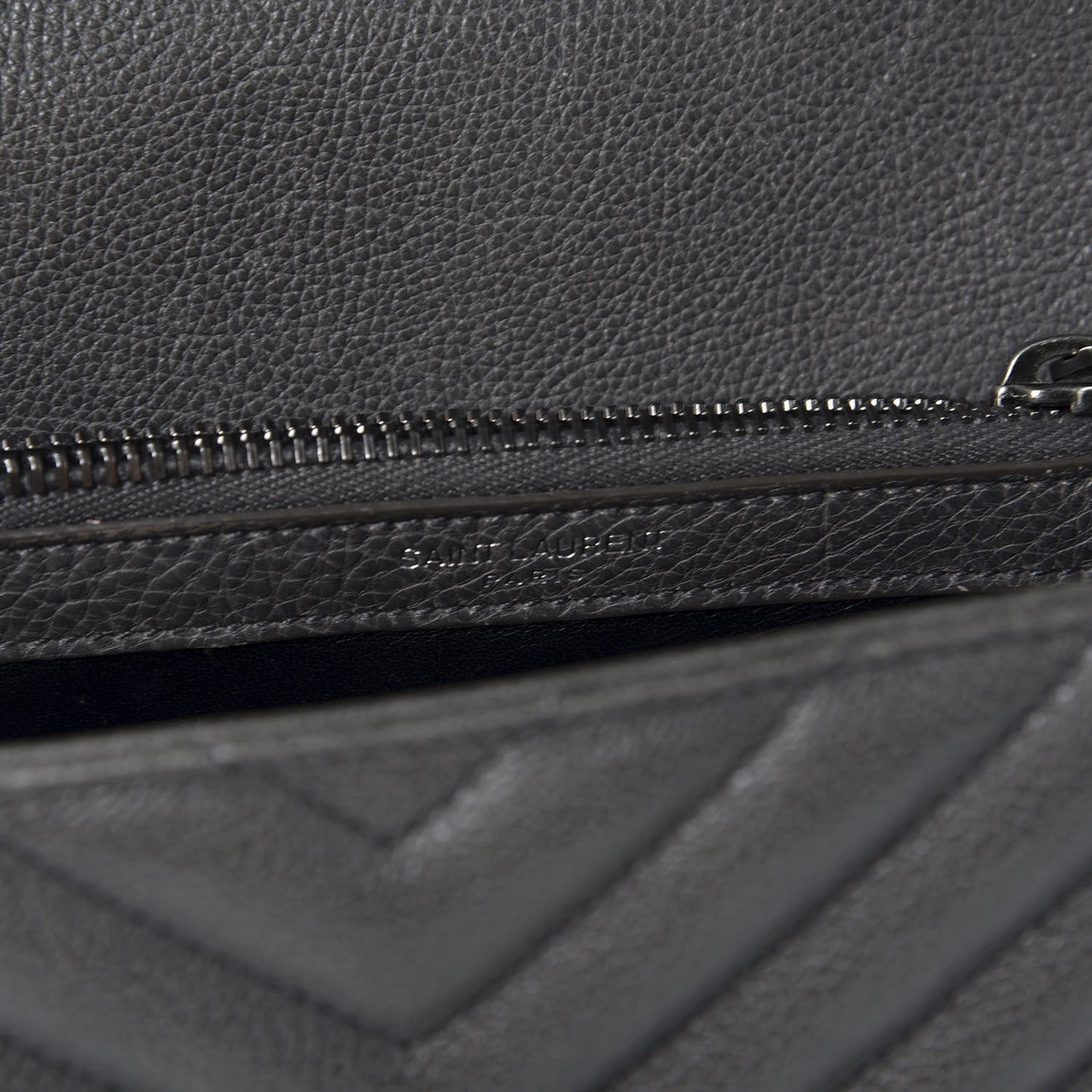 Sheepskin Matelasse Chevron Monogram Medium College Bag Asphalt