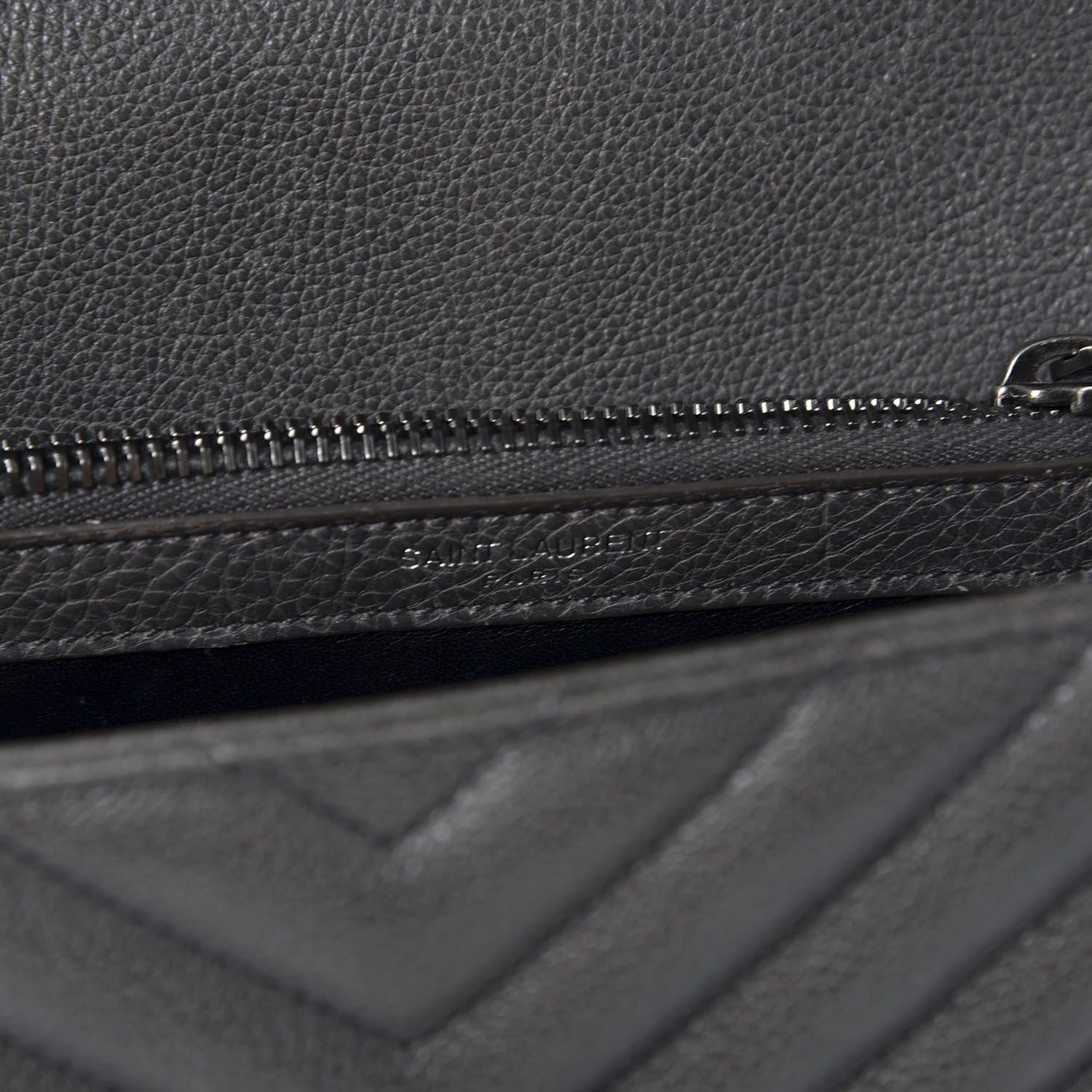 Saint Laurent Sheepskin Matelasse Chevron Monogram Medium College Bag Asphalt 7 of 13