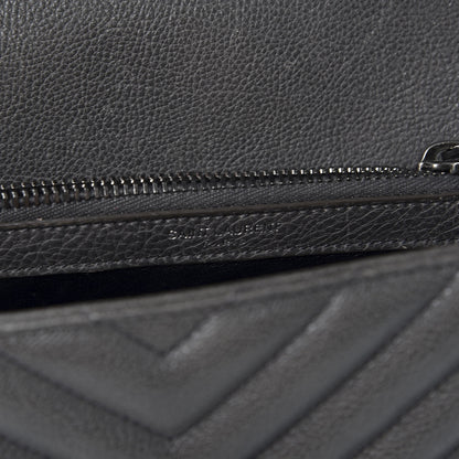 Saint Laurent Sheepskin Matelasse Chevron Monogram Medium College Bag Asphalt 7 of 13