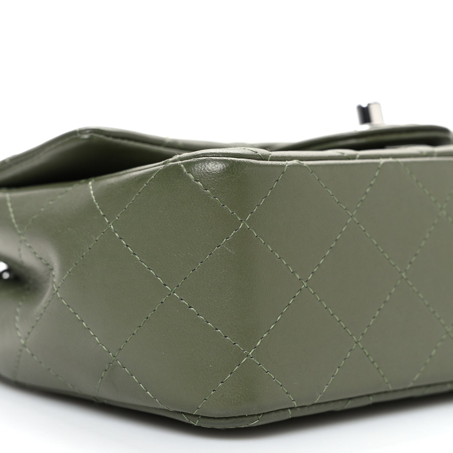 Lambskin Quilted Mini Rectangular Flap Green