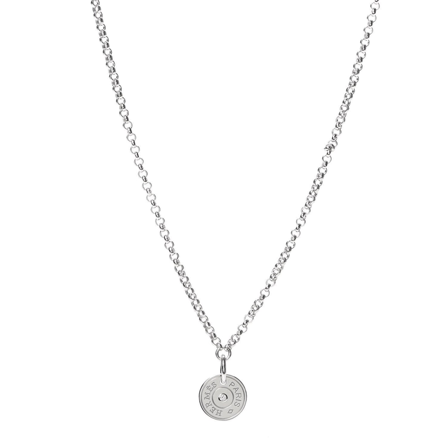 18K White Gold Diamond Gambade Clou de Selle Pendant Necklace