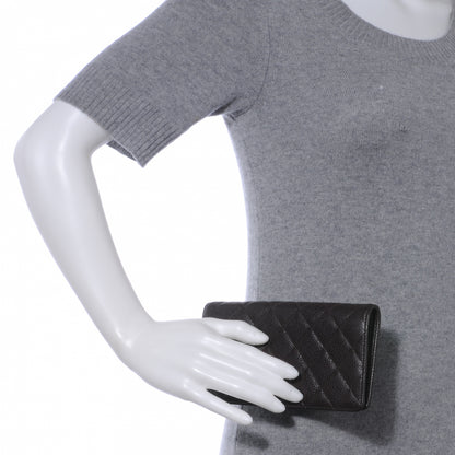 Chanel Caviar Quilted Yen Wallet Dark Brown 2 of 8