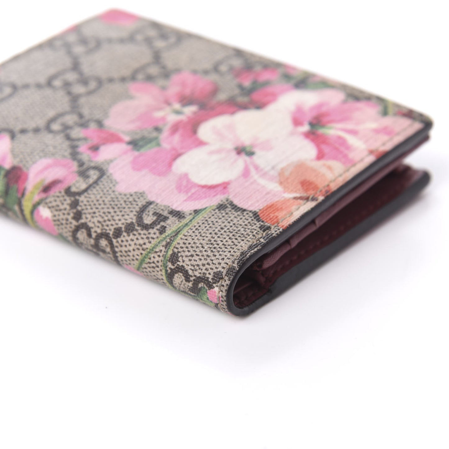 GG Supreme Monogram Blooms Card Case Beige Multicolor Dry Rose