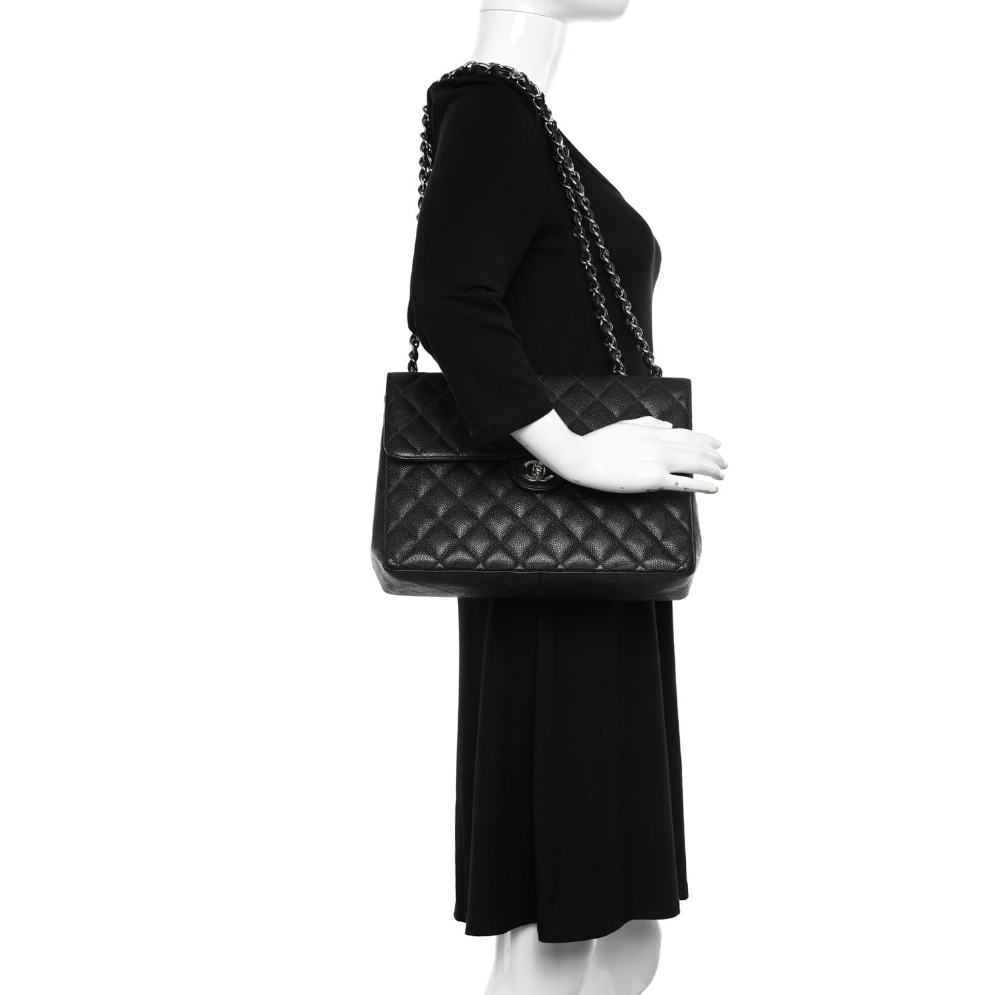 Caviar Jumbo Single Flap Black