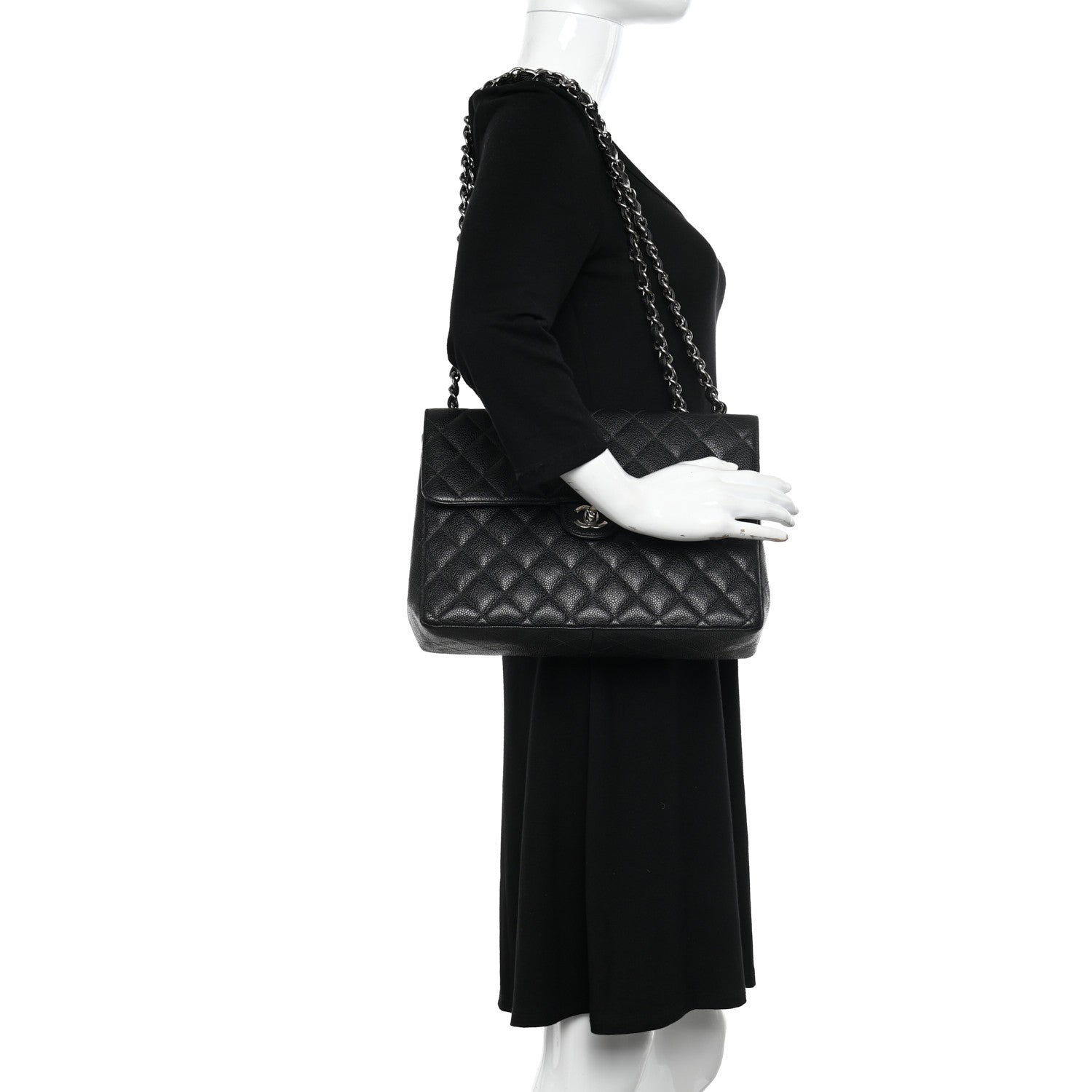 Chanel Caviar Jumbo Single Flap Black 2 of 15