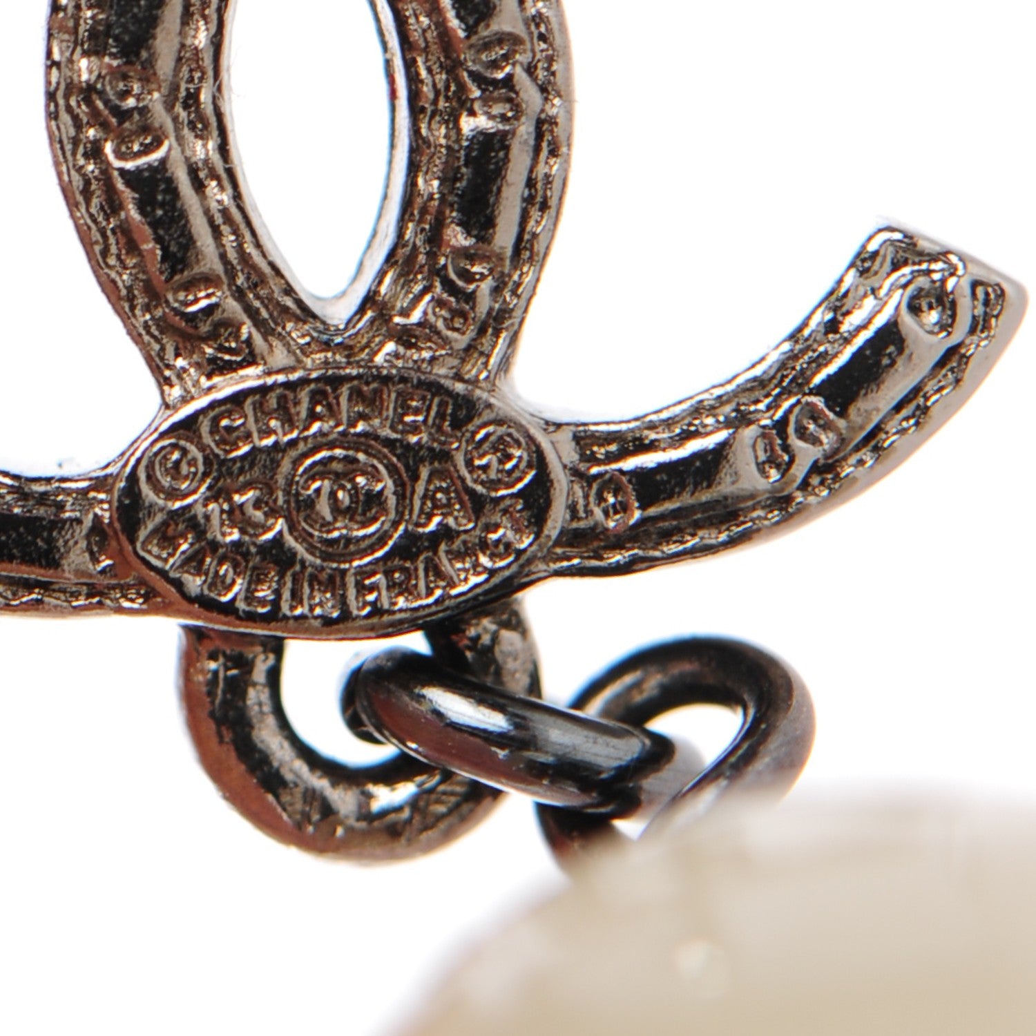 Chanel Ruthenium CC Bead Drop Earrings Light Green 3 of 4