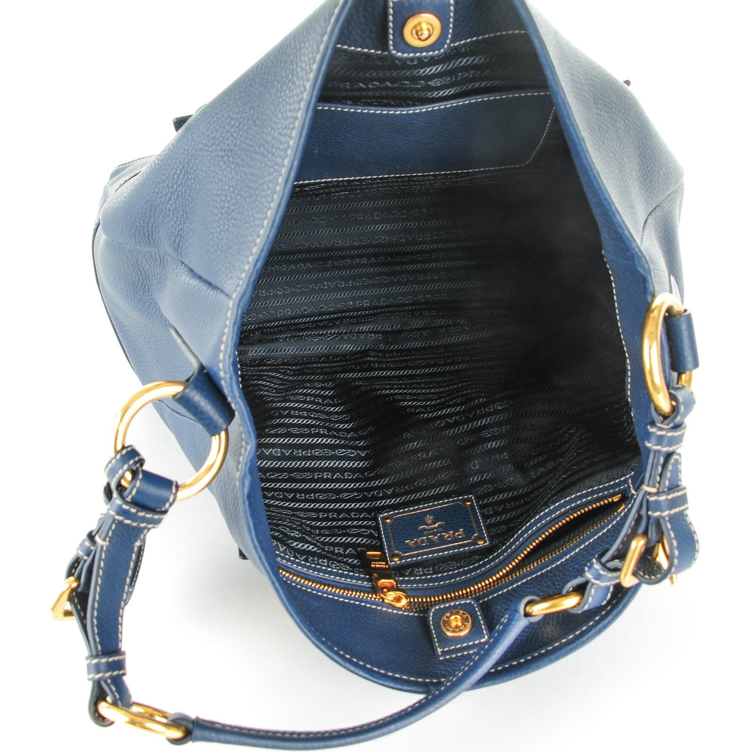 Prada Vitello Daino Hobo Bleuette 5 of 8
