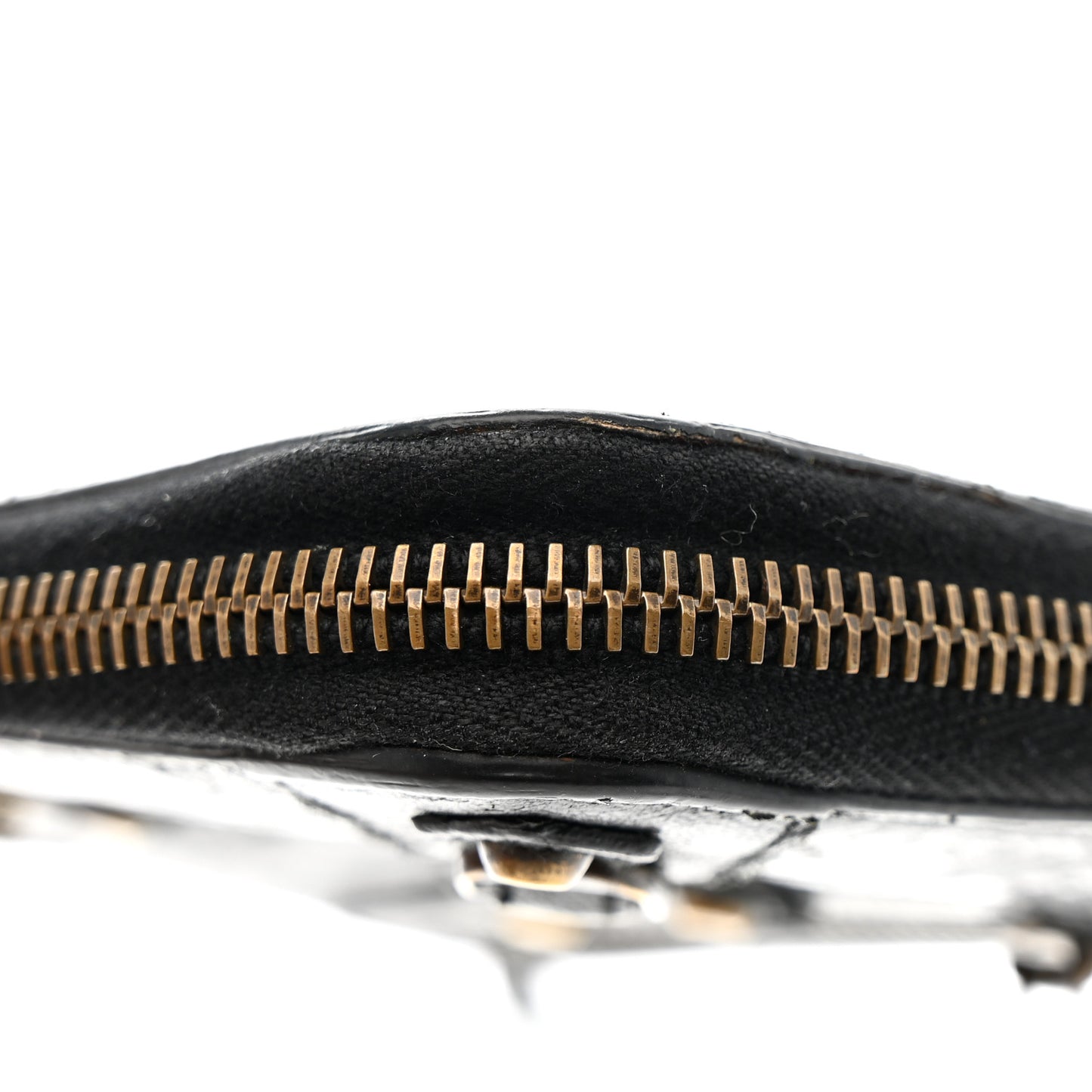 Agneau Classic Gold Hardware Compact Wallet Black