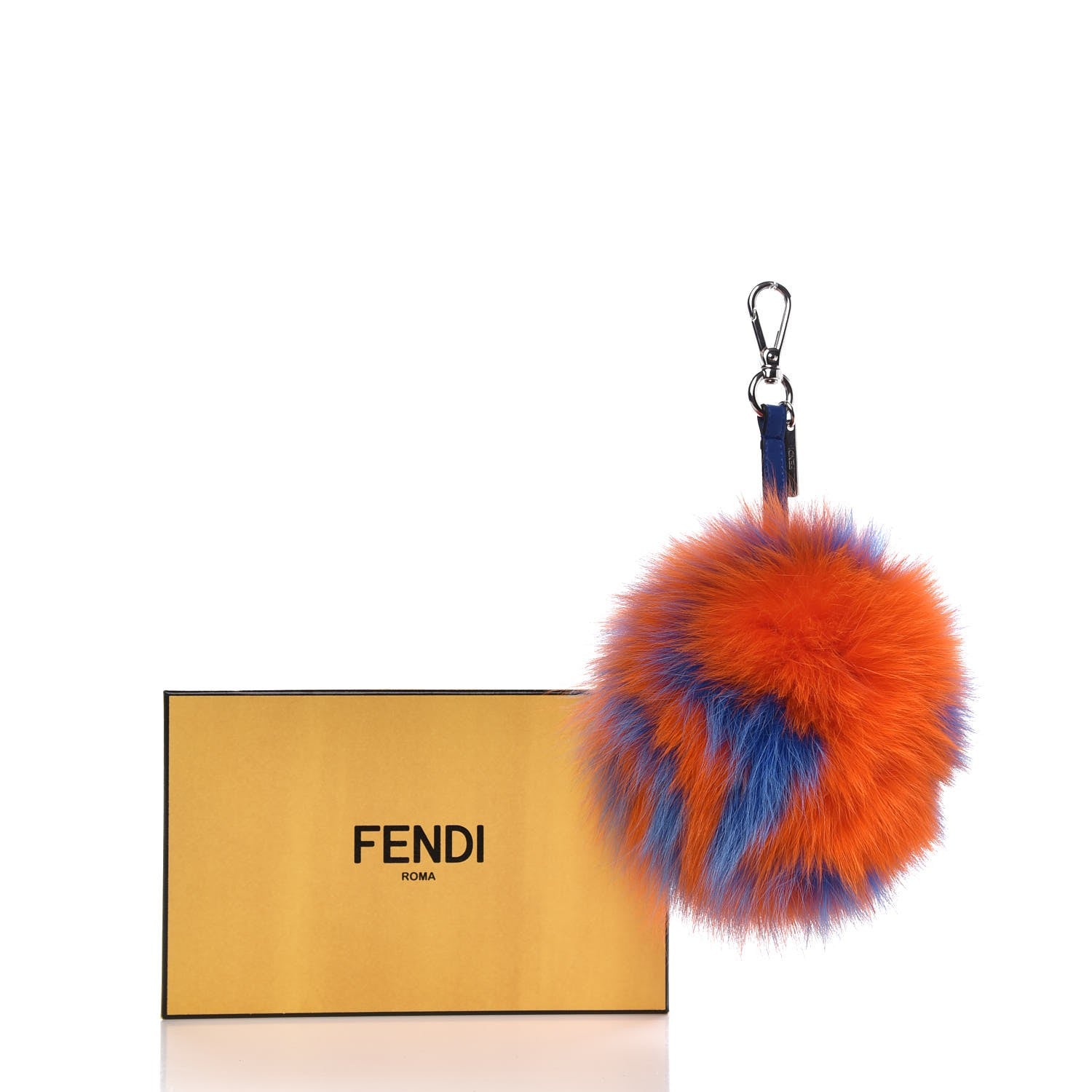 Fendi Fox Fur Hypnoteyes Pom Pom Bag Charm Blue Orange 3 of 3