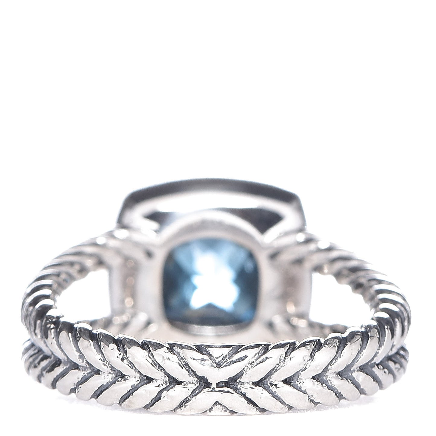 Sterling Silver Diamond Blue Topaz 7mm Petite Albion Ring 52 6