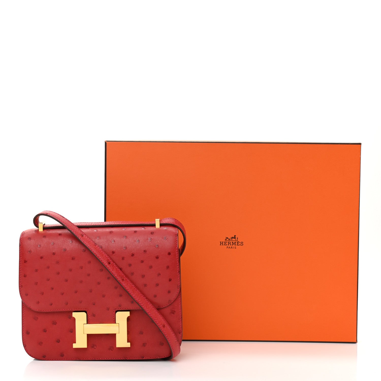 Hermes Ostrich Constance 18 Rouge Vif 9 of 9