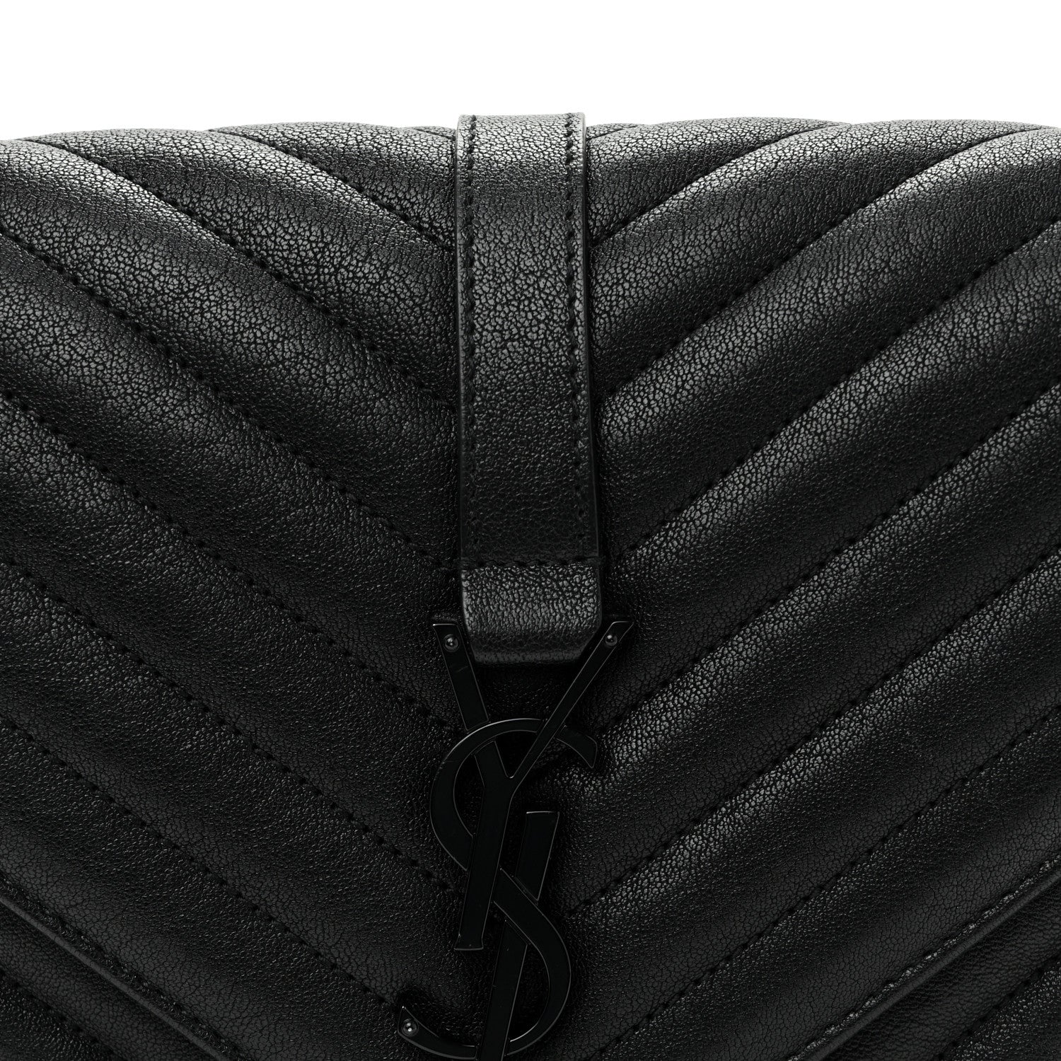 Saint Laurent Sheepskin Matelasse Chevron Monogram Monochrome Medium College Bag Black 7 of 9