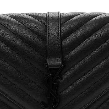 Saint Laurent Sheepskin Matelasse Chevron Monogram Monochrome Medium College Bag Black 7 of 9