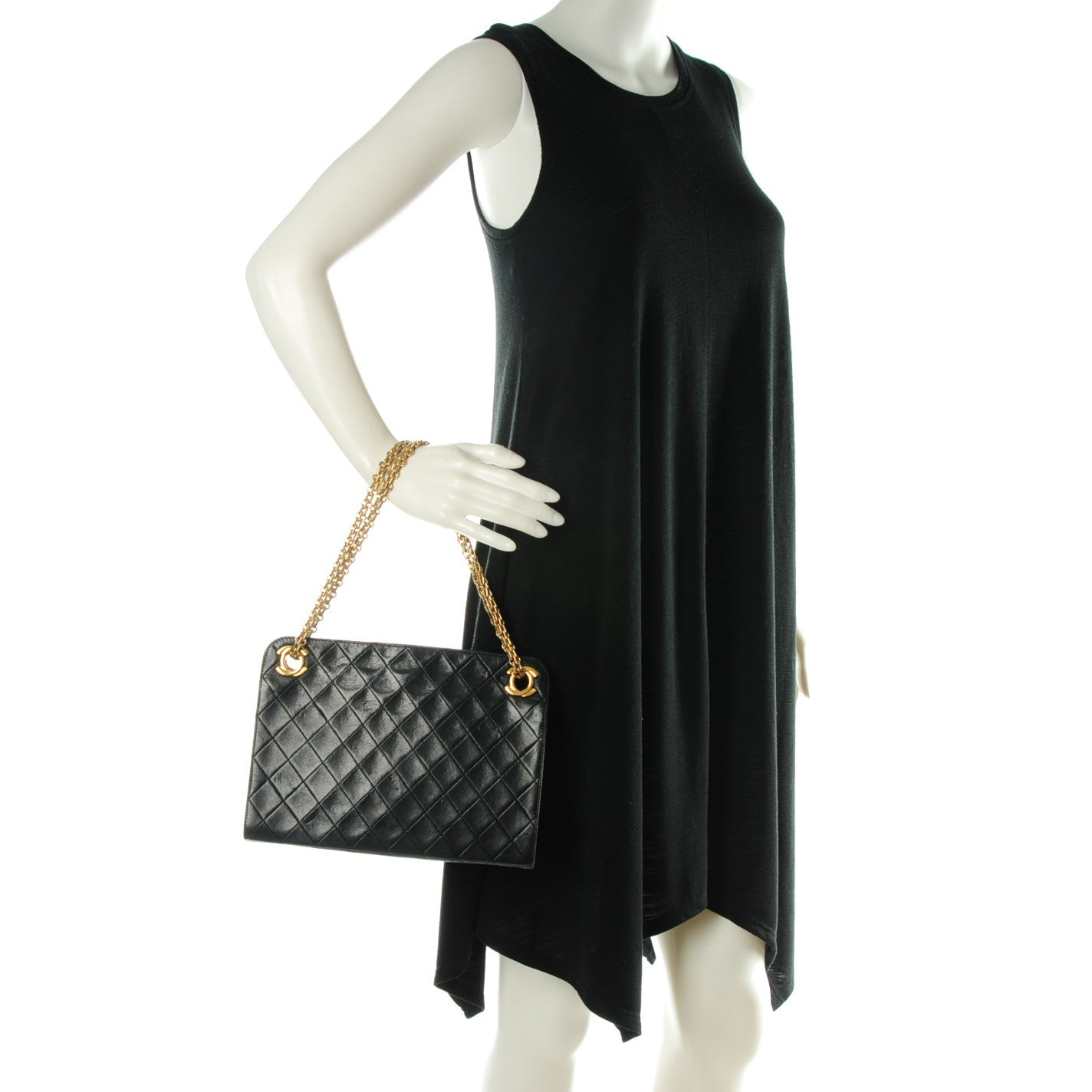 Lambskin Quilted Shoulder Bag Black