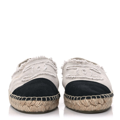 Chanel Canvas Grosgrain CC Espadrilles 38 Beige Black 2 of 8