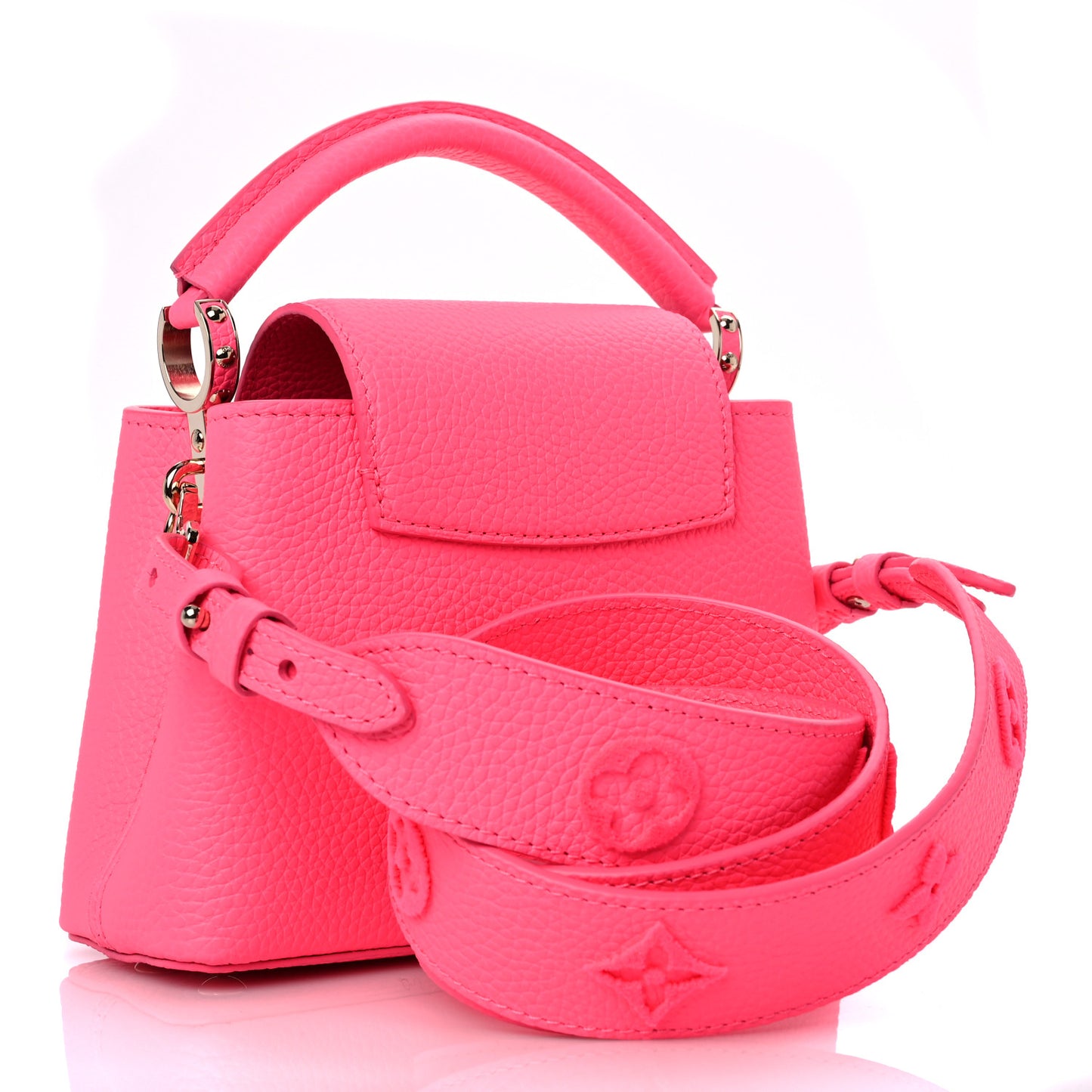 Taurillon Monogram Tuffetage Capucines Mini Fluo Pink