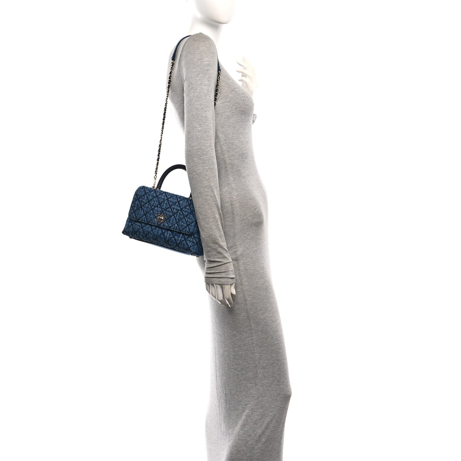 Chanel Washed Denim Quilted Mini Coco Handle Flap Blue 2 of 10