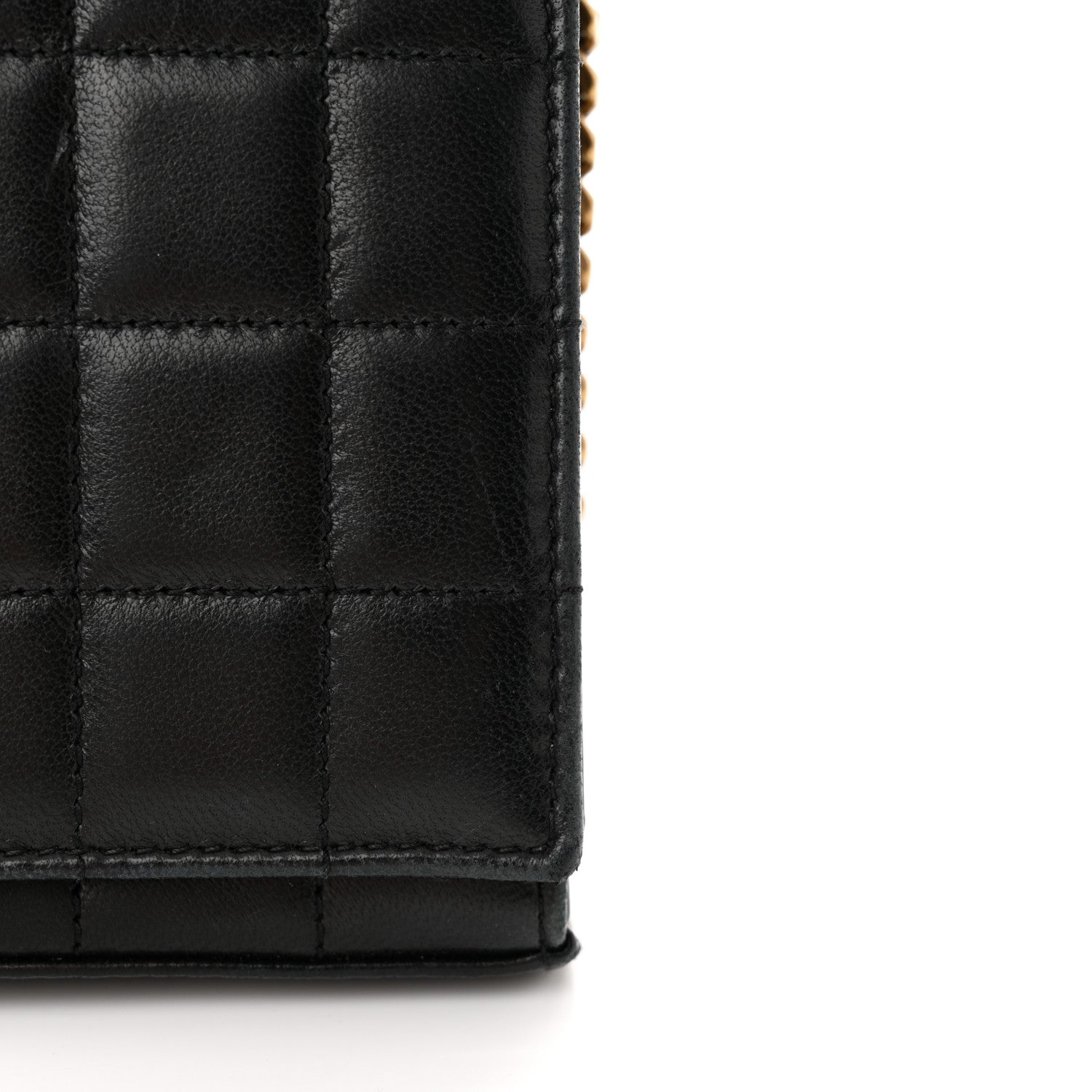 Saint Laurent Lambskin Carre Quilted Cassandre Chain Wallet Black 19 of 23