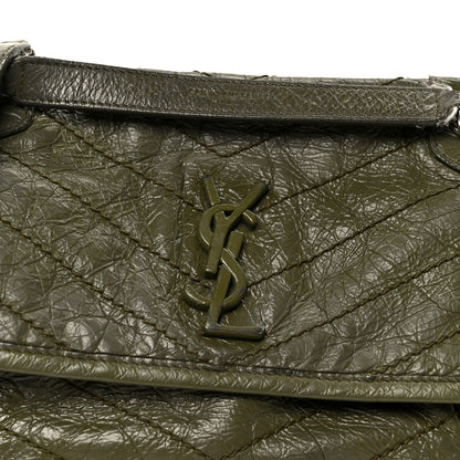 Saint Laurent Crinkled Lambskin Matelasse Monogram Baby Niki Chain Satchel Seawood 9 of 13