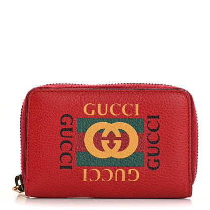 Gucci Calfskin Logo Zip Around Card Case Hibiscus Red 1 of 10