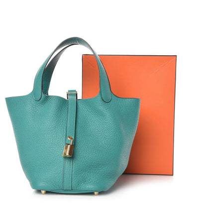 Hermes Taurillon Clemence Picotin Lock 18 PM Vert Verone 8 of 8