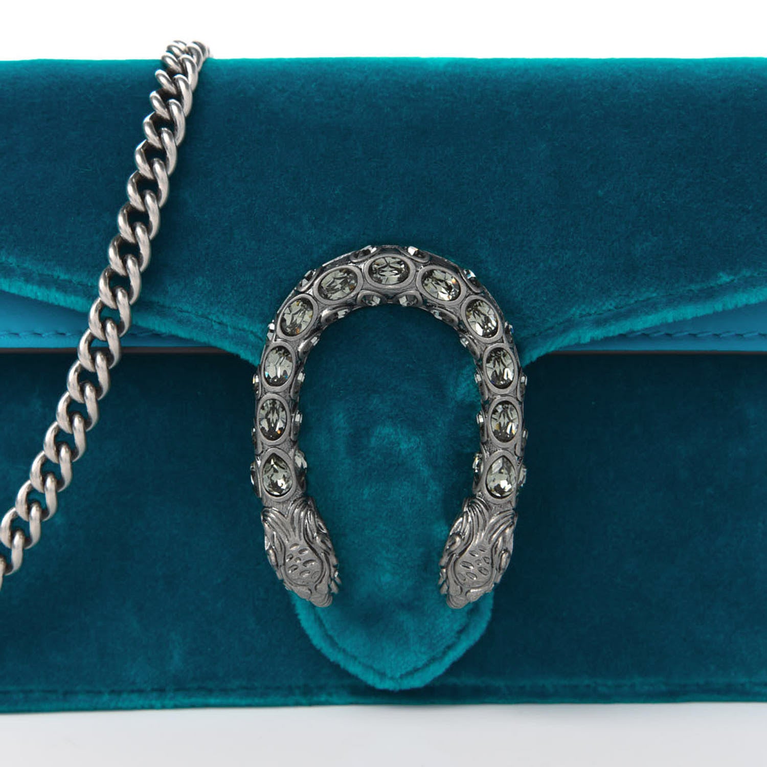 Gucci Velvet Super Mini Dionysus Shoulder Bag Pavone Cyan 9 of 10