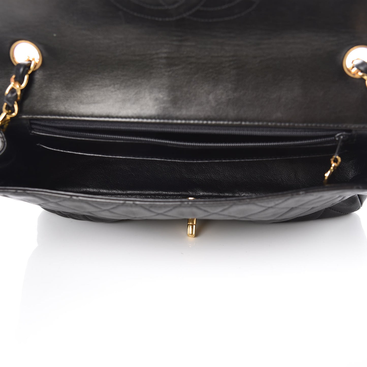 Lambskin Quilted Medium Single Flap Black