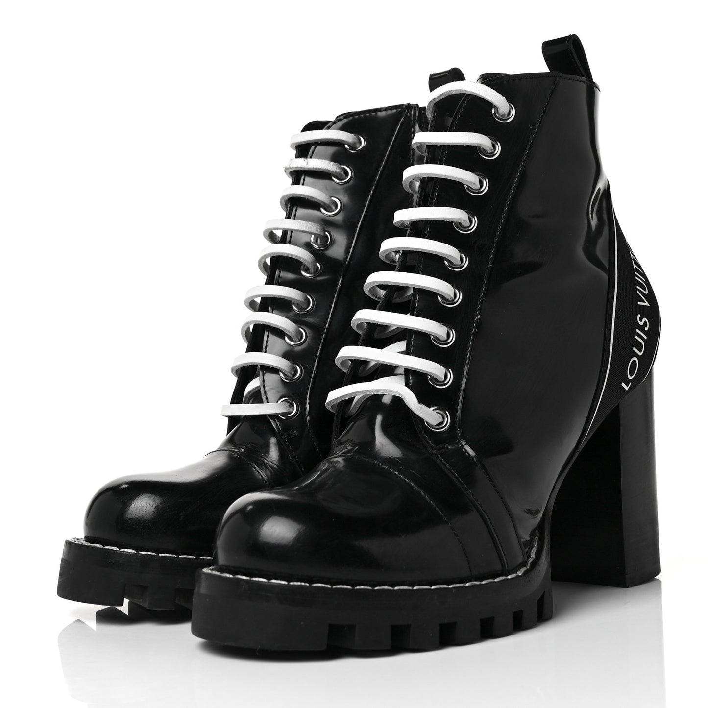 Glazed Calfskin Star Trail Ankle Boots 37 Black