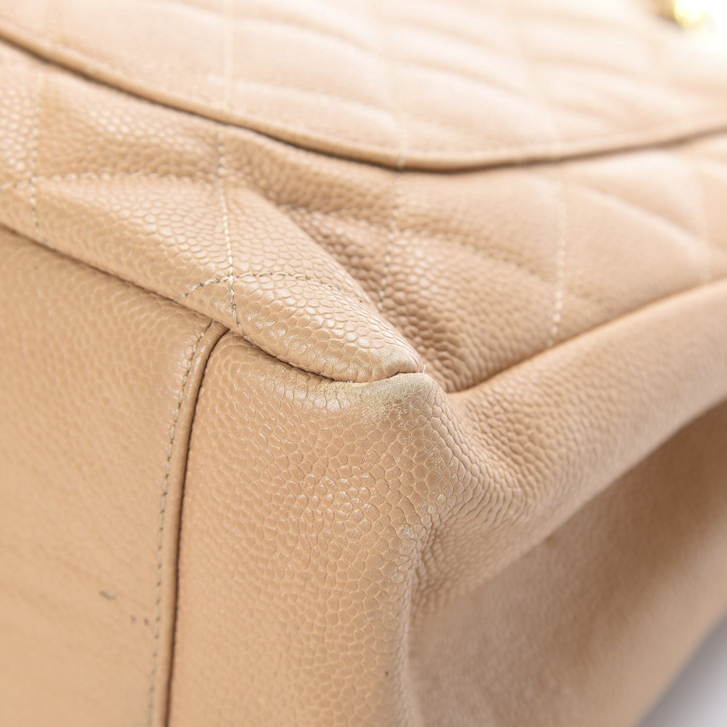 Caviar Quilted Grand Shopping Tote GST Beige