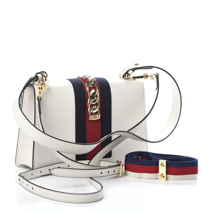 Gucci Calfskin Small Sylvie Shoulder Bag Off White 3 of 8