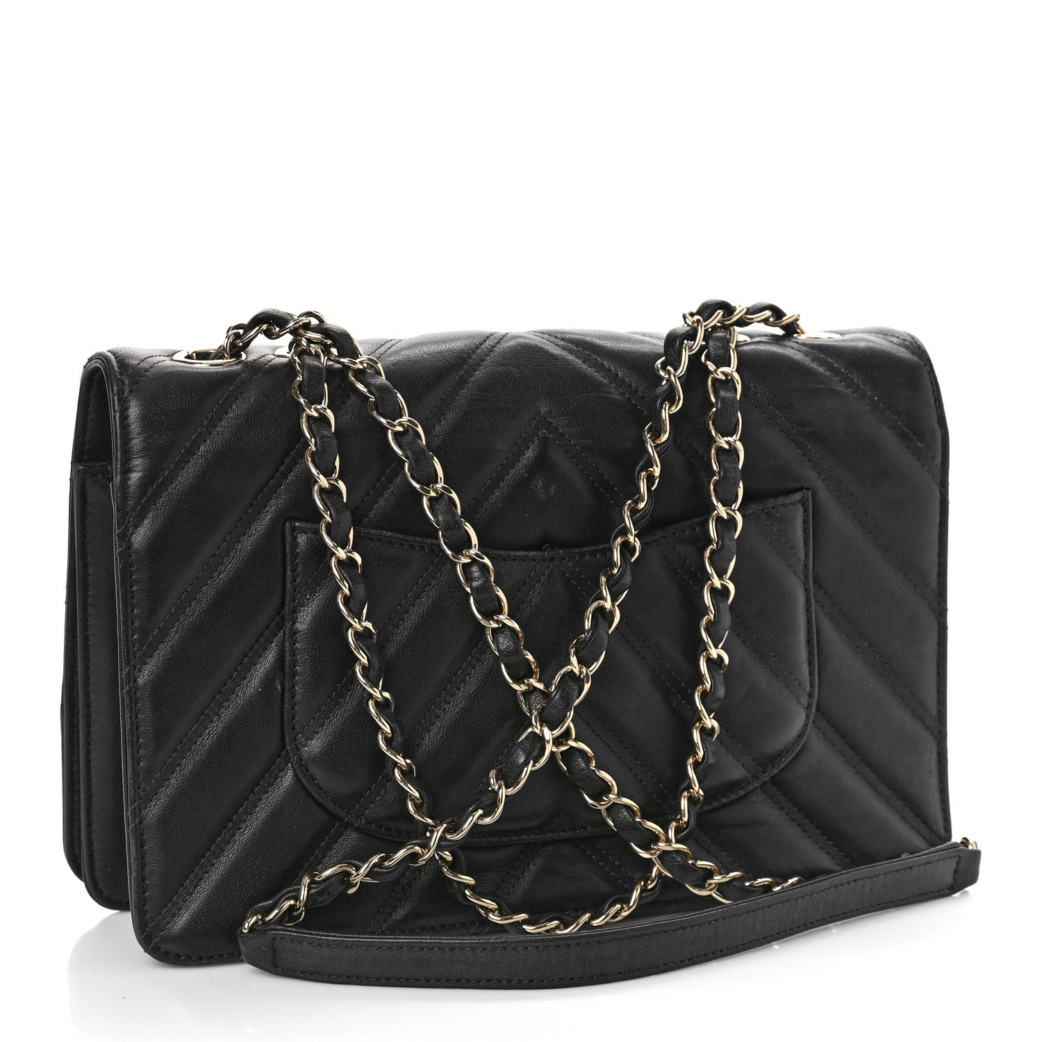 Chanel Lambskin Chevron Quilted Flap Black 2 of 9