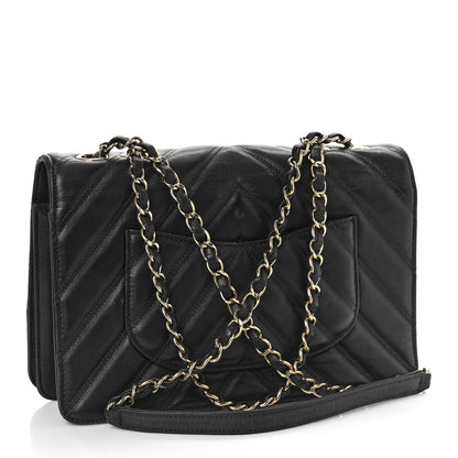 Chanel Lambskin Chevron Quilted Flap Black 2 of 9