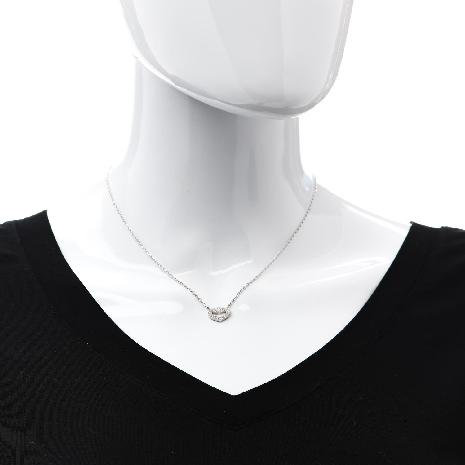 Cartier 18K White Gold Diamond Small Hearts and Symbols Pendant Necklace 2 of 5