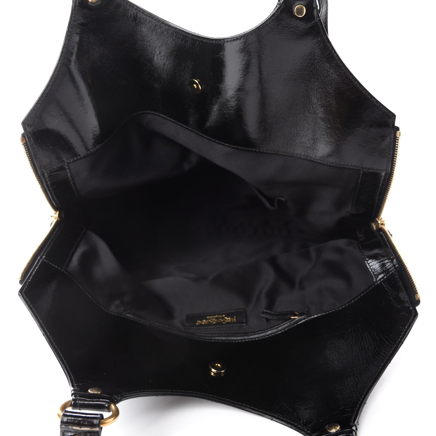 Patent Crocodile Embossed Tribute Tote Black