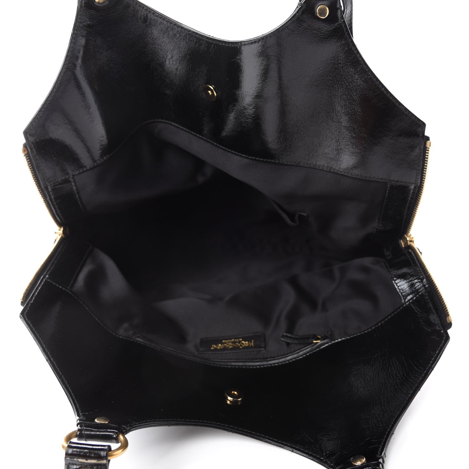 Saint Laurent Patent Crocodile Embossed Tribute Tote Black 5 of 14