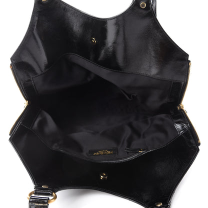 Saint Laurent Patent Crocodile Embossed Tribute Tote Black 5 of 14