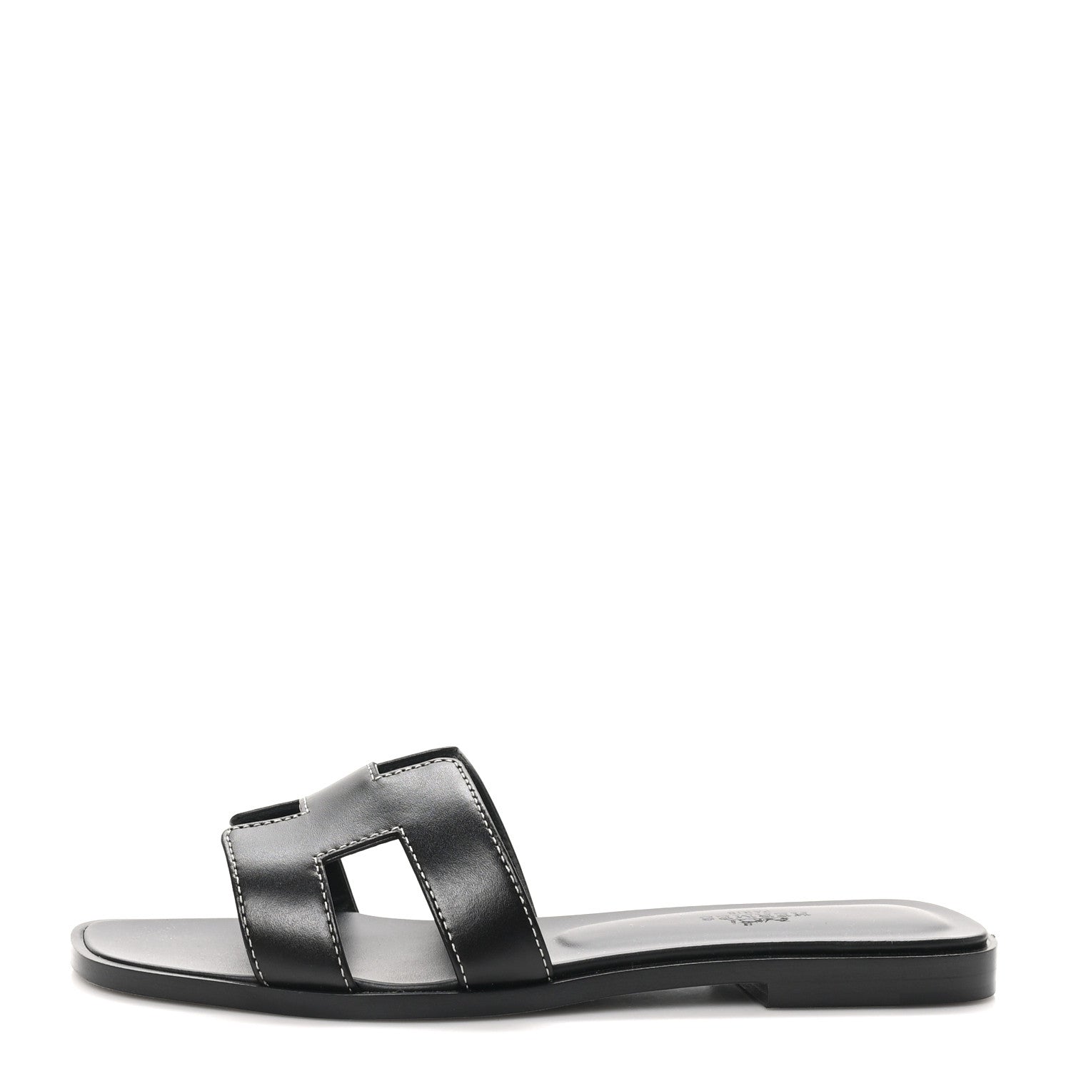 Hermes Box Calfskin Oran Sandals 37 Black 1 of 10
