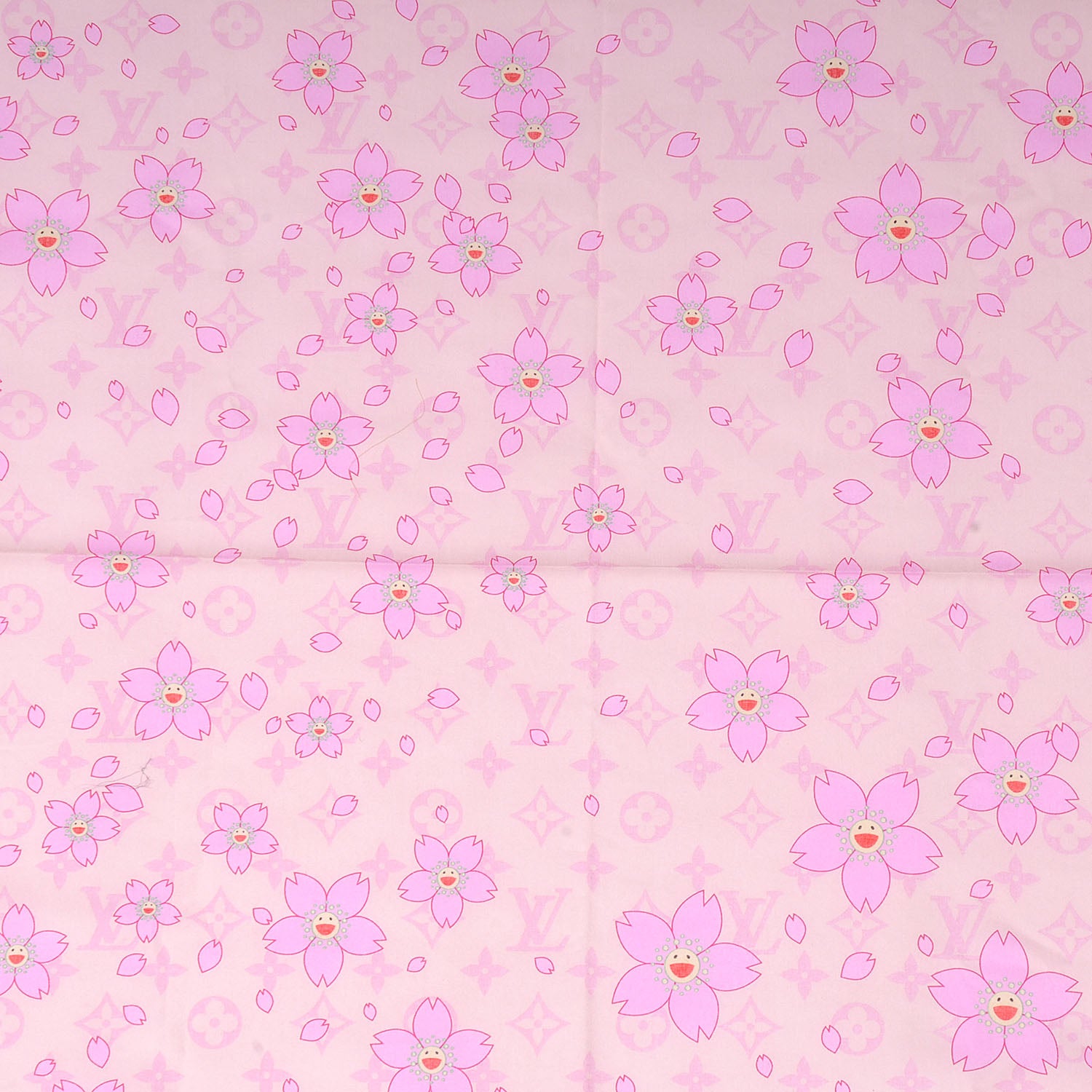 Louis Vuitton Cotton Monogram Cherry Blossom Square Scarf Pink 3 of 5