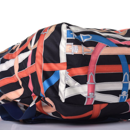 Hermes Silk Barenia Cavalcadour Airsilk Backpack Black Bleu Marine Fauve 6 of 7