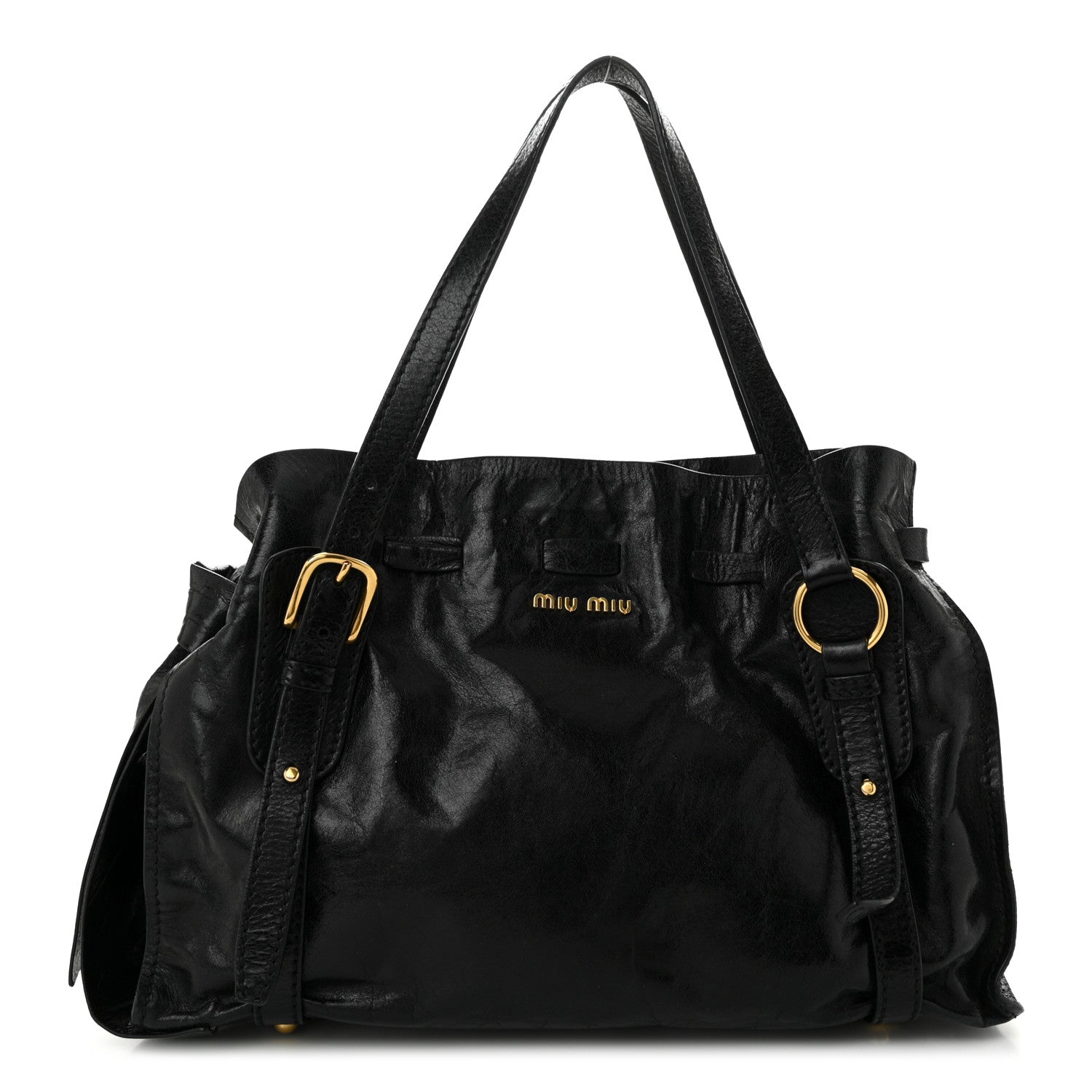 Miu Miu Vitello Lux Peggy Bow Tote Black 1 of 10